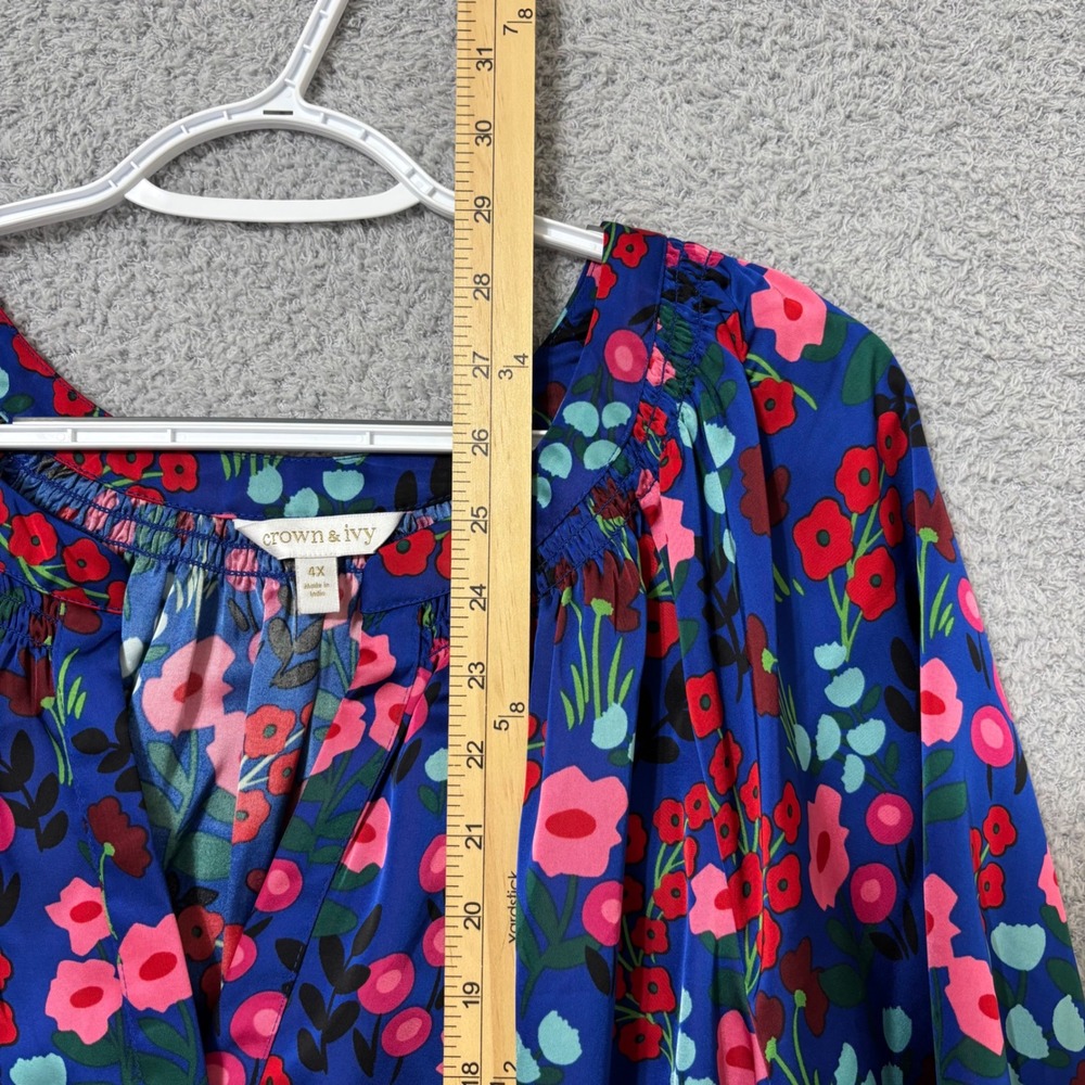 Going Out Floral Peasant Blouse 4X Flowy Statement Boho Top Balloon Sleeve - Picture 10 of 10